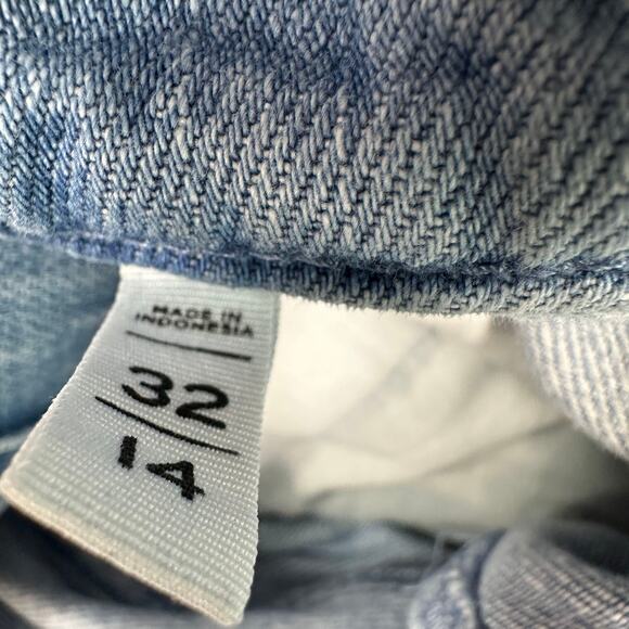 Loft Chambray Jean Shorts WMNS 32 Light Wash Blue Hi-Rise Elastic Waist Stretch - Picture 5 of 8